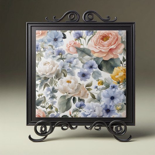 Sophisticated Pastel Rozen pioenen en anemonen Tegeltje