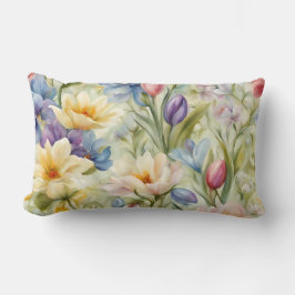 Sophisticated Pastel Spring Flowers. schilderij Kussen