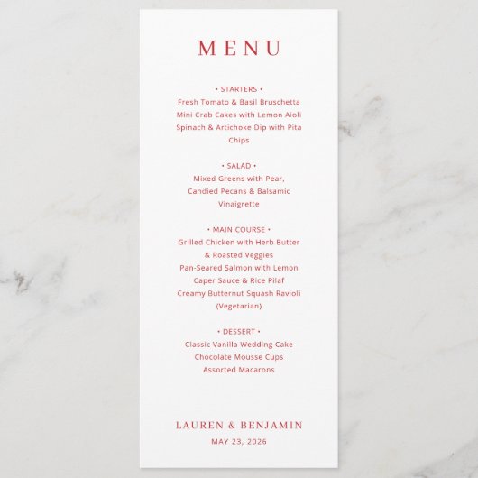 Sophisticated Peach Minimalist Menu (Voorkant)