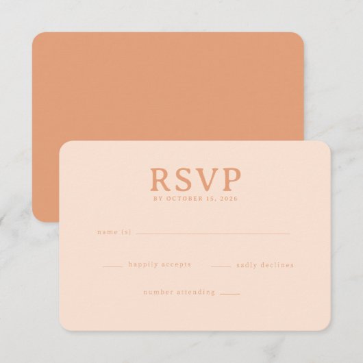 Sophisticated Peach RSVP Card (Voorkant / Achterkant)