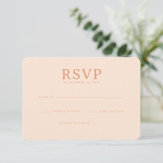 Sophisticated Peach RSVP Card (Staand voorkant)