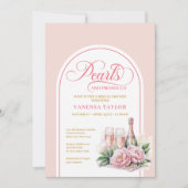 Sophisticated Pearls and Prosecco Bridal Invite Kaart (Voorkant)