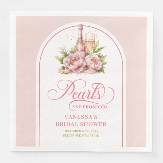 Sophisticated Personalized Blush and Gold Napkin Servet (Voorkant)