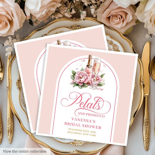 Sophisticated Petals and Prosecco Bridal Napkins Servet