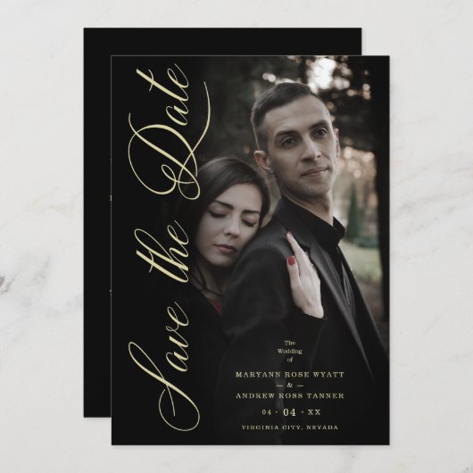 Sophisticated Photo Engaged Couple Wedding Covid19 Save The Date (Voorkant / Achterkant)