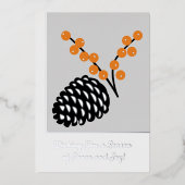 Sophisticated Pine Cone Folie Zakelijke vakantie K Uitnodiging (Voorkant)