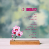 Sophisticated Pink Floral Beverage Menu Acryl Bord (Neutraal)