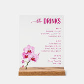 Sophisticated Pink Floral Beverage Menu Acryl Bord (Voorkant)