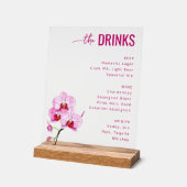 Sophisticated Pink Floral Beverage Menu Acryl Bord (Hoek)
