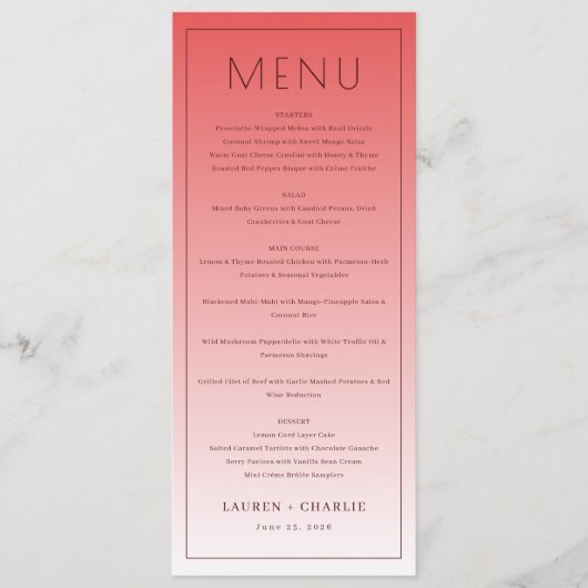 Sophisticated Pink Menu Template (Voorkant)