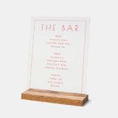 Sophisticated Pink Minimalist Bar Menu Acryl Bord (Hoek)