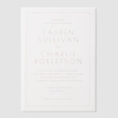 Sophisticated Pink Minimalist Wedding Invitation Vellum Uitnodigingen (Voorkant)