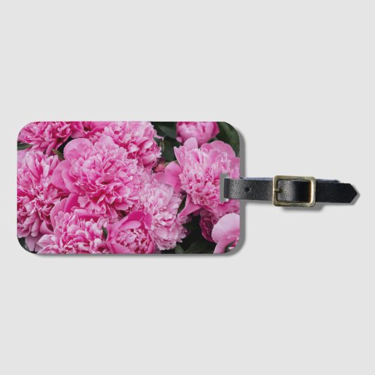 Sophisticated Pink Peony Bagagelabel (Voorkant (horizontaal))