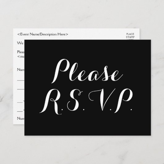 Sophisticated "Please R.S.V.P." Briefkaart (Voorkant / Achterkant)