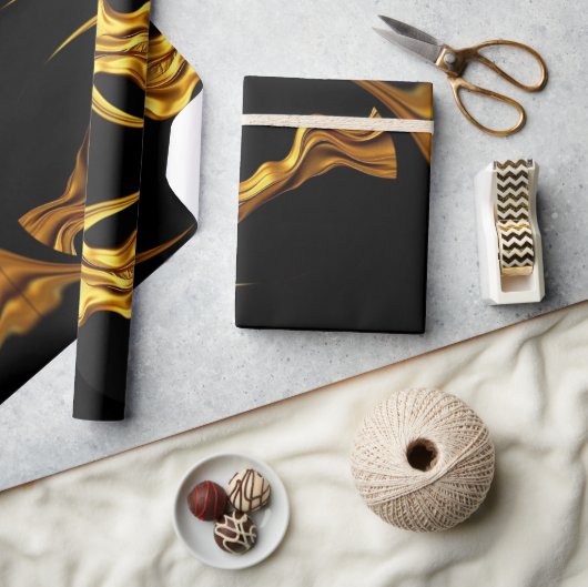 Sophisticated Presentation: Black& & Gold Abstract Cadeaupapier (Crafts)