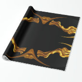 Sophisticated Presentation: Black& & Gold Abstract Cadeaupapier (Uitgerold)