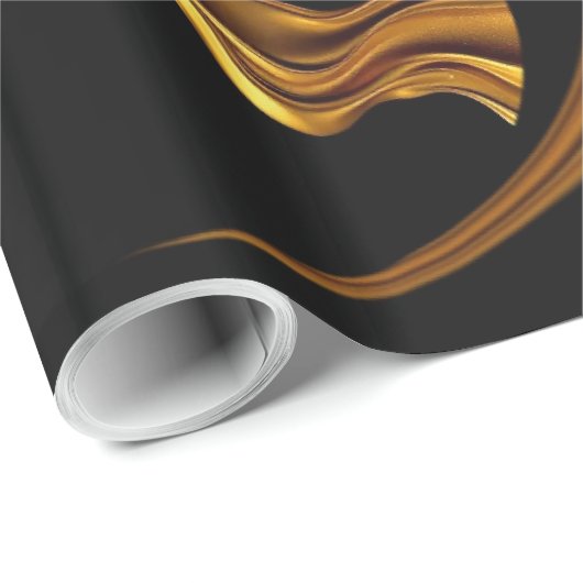 Sophisticated Presentation: Black& & Gold Abstract Cadeaupapier (Rol Hoek)
