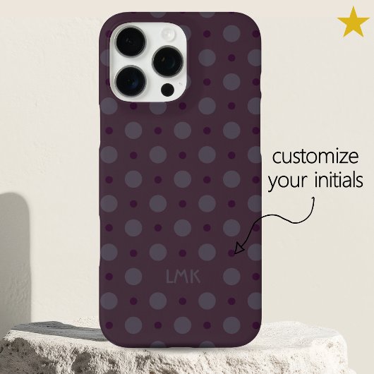 Sophisticated Purple Dots Custom Name Initials Case-Mate iPhone Case