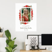 Sophisticated Red Floral Garland In Loving Memory  Poster (Thuiskantoor)