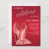 Sophisticated Red Spanish Feminine Birthday  Kaart (Voorkant)