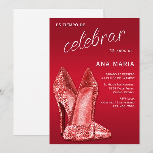 Sophisticated Red Spanish Feminine Birthday  Kaart (Voorkant / Achterkant)