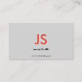 Sophisticated Rode Initialen QR-code Zwart & Grijs Visitekaartje (Voorkant)