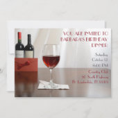 Sophisticated Rode wijn verjaardagsfeestje Kaart (Voorkant)