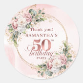 Sophisticated Rose Gold Blush 50th Birthday Labels (Voorkant)
