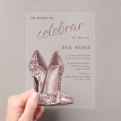 Sophisticated Rose Gold Spanish Feminine Birthday  Acryl Uitnodigingen (Insitu (Draagbaar))