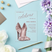 Sophisticated Rose Gold Spanish Feminine Birthday  Acryl Uitnodigingen (Insitu (Huwelijk))