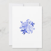 Sophisticated Royal Blue Floral Baby shower Kaart (Achterkant)