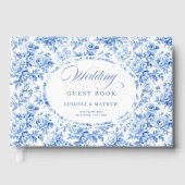 Sophisticated Royal Blue Toile Roses Guest Book Gastenboek (Voorkant)