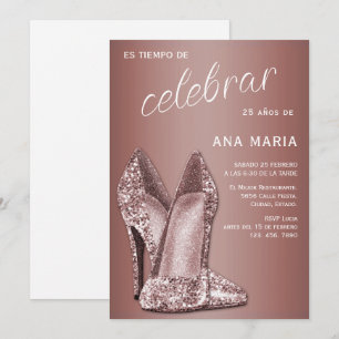 Sophisticated Roze Goud Spaanse Vrouwelijke Verjaa Kaart