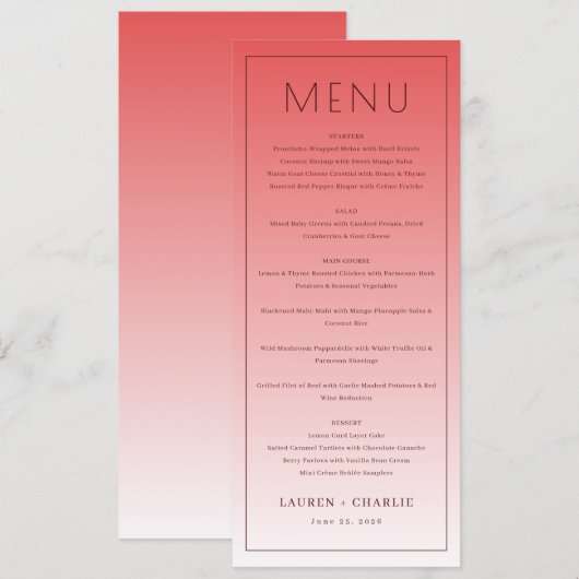 Sophisticated Roze Menu Sjabloon (Voorkant / Achterkant)