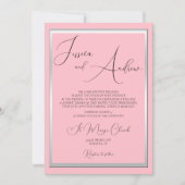 Sophisticated Roze & Zilveren bruiloft uitnodiging (Voorkant)