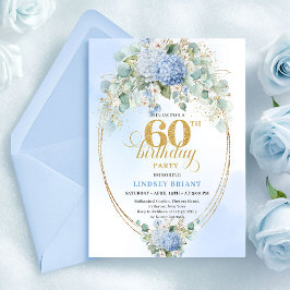 Sophisticated Rustic Soft Blue Floral 60 Birthday Kaart