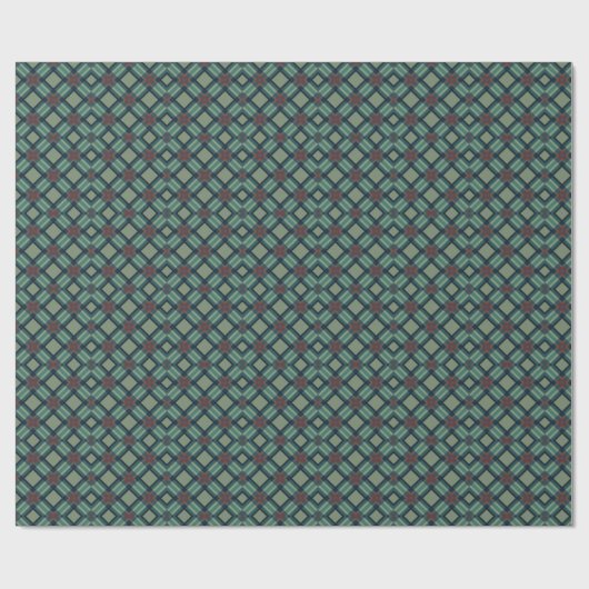 Sophisticated Sage Green and Navy Geometric Plaid Cadeaupapier (Vlak)