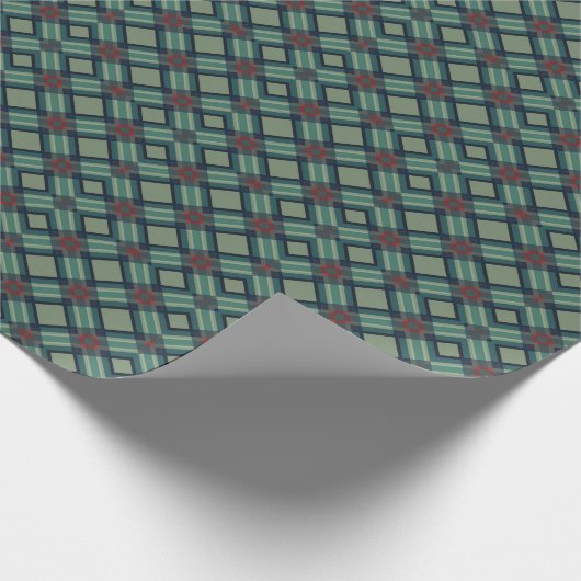 Sophisticated Sage Green and Navy Geometric Plaid Cadeaupapier (Hoek)