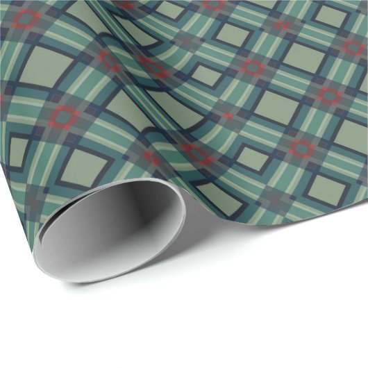 Sophisticated Sage Green and Navy Geometric Plaid Cadeaupapier (Rol Hoek)