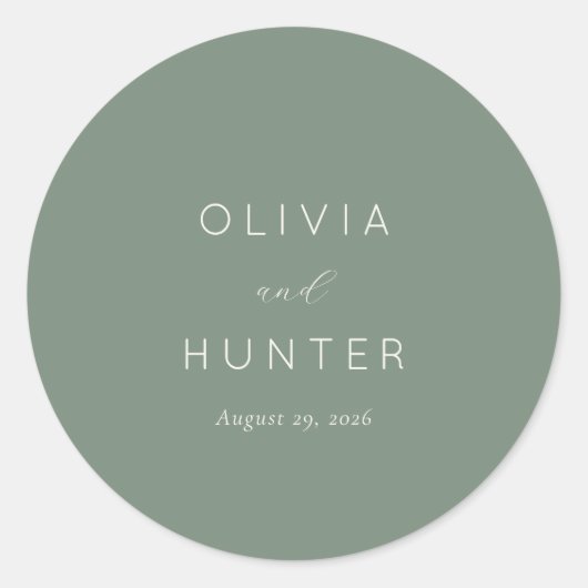 Sophisticated Sage Minimalist Typographic Ronde Sticker (Voorkant)