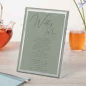 Sophisticated Sage & Silver Wedding Menu Reclamebord Met Voetstuk (Insitu)
