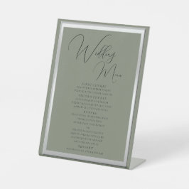 Sophisticated Sage & Silver Wedding Menu Reclamebord Met Voetstuk