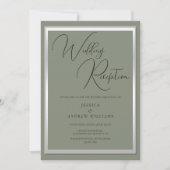 Sophisticated Sage & Zilver bruiloft receptie Kaart (Voorkant)