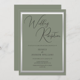 Sophisticated Sage & Zilver bruiloft receptie Kaart
