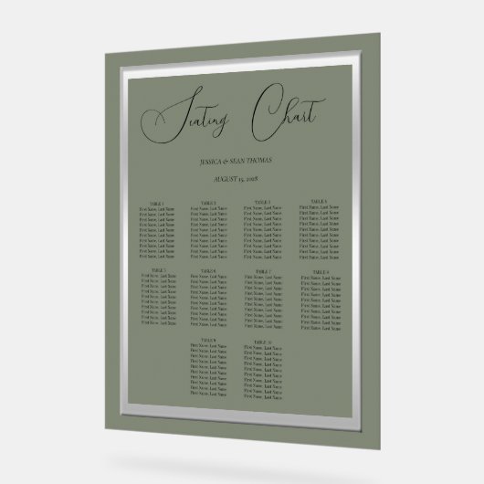 Sophisticated Sage & Zilveren bruiloft Acryl Bord (Hoek)