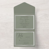 Sophisticated Sage & Zilveren bruiloft All In One Uitnodiging (Binnen)