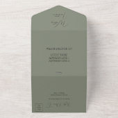 Sophisticated Sage & Zilveren bruiloft All In One Uitnodiging (Buitenkant)