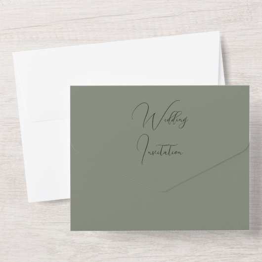 Sophisticated Sage & Zilveren bruiloft All In One Uitnodiging (Achterkant)