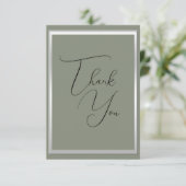Sophisticated Sage & Zilveren bruiloft Bedankkaart (Staand voorkant)