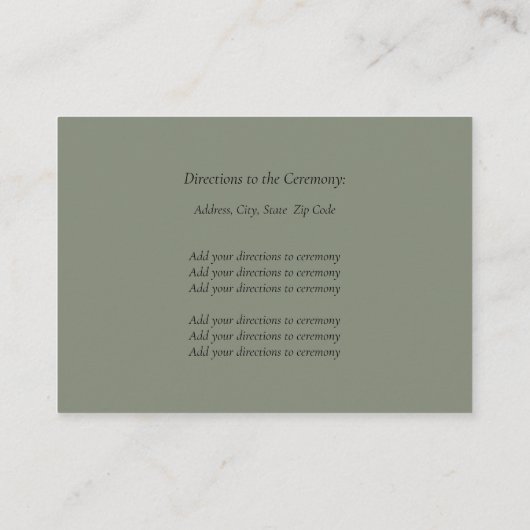 Sophisticated Sage & Zilveren bruiloft Informatiekaartje (Achterkant)